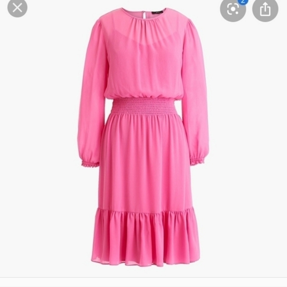 J.Crew Barbie Pink Tiered Chiffon Midi Dress Size XSPetite - Picture 2 of 12
